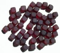 50 8mm Diagonal Hole Matte Garnet Cube Beads